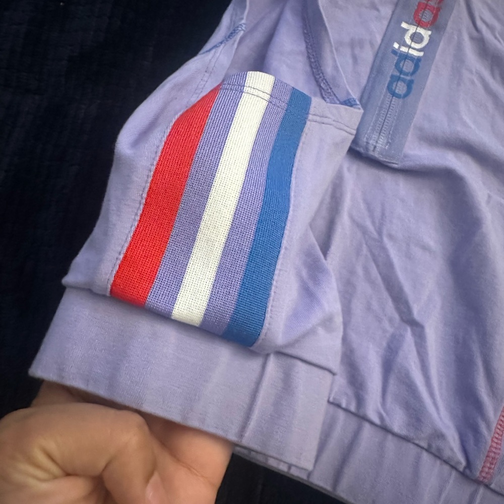 Adidas Originals Adicolor Tricolor Half-Zip Womens Tank Top Soft Purple - Picture 4 of 9